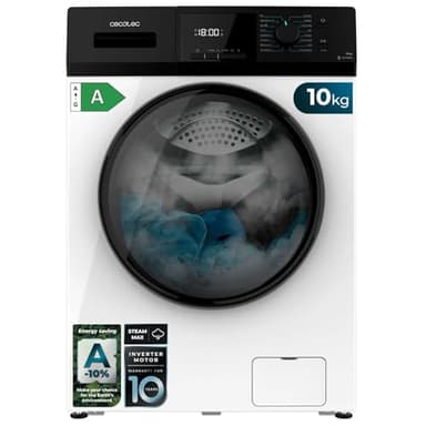 Cecotec Lave-Linge 10Kg Chargement Frontal Bolero Dresscode 10410 Inverter A. 1950W, 1400 tr/min Réglable, 16 Programmes, Faible Consommation d'Énergie, Vapeur, Stérilisation du Linge