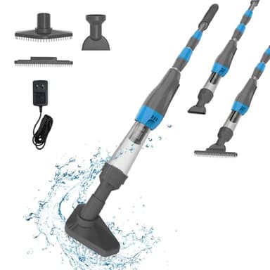 PoolyPoly Aspirateur de Piscine sans Fil, 3 en 1 Nettoyeur Électrique à Batterie Rechargeable, Aspirateur à Main pour Piscine, Jacuzzi, Spa, 90 Minutes d'Autonomie, Gris