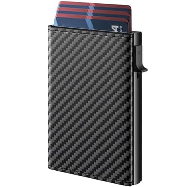 Porte Carte bancaire Portefeuilles et Porte-Cartes, Porte Cartes RFID Blocage, Porte-Cartes de crédit Pop-up en Aluminium, Portefeuille Mince pour Hommes avec Compartiment pour Billets
