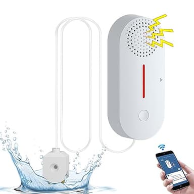 Cuteefun Detecteur de Fuite d'eau WiFi, Detecteur de Niveau d'eau, Detecteur Eau 100dB, Détecteur d'eau Capteur D'alarme d'eau sans Fil, Notifications Push sur Les Smartphones Tuya/Smart Life App