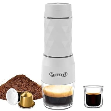 Aumotop Machine à café Expresso Manuelle Portable, Levier de Pression, Mousse de Lait, 18, Compacte et Légère pour le Camping et les Voyages, Acier Inoxydable Noir (Blanche)
