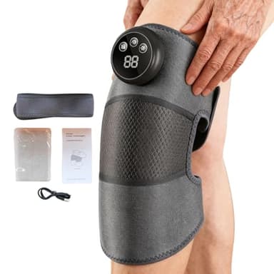 Masseur de genou avec chaleur - ABS+coton 19,29*11,02*1,18 pouces | Appareil de massage rechargeable avec protection contre la surchauffe, genouillère chauffante | Famille Amis Hommes Femmes Adultes I