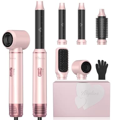 Seche Cheveux 5 en 1 Hair Styler Airbrush 5 en 1 Air Styler Pro 5 en 1, avec Seche Cheveux Ionique, Boucleur Automatique, Brosse Soufflante Brushing, Brosse Lissante, pour Boucler, Lisser, Sécher