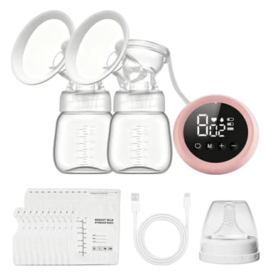 Tire Lait Electrique, Tire-lait électrique avec 3 Modes 9 Niveaux, Double Extracteur de Lait Rechargeable, Portable Tire Lait Allaitement Maternel Sans Douleur, pour Les Voyages et La Maison