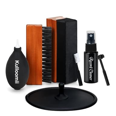 Kit Nettoyage Vinyle par Kulloomii | 7-en-1 Nettoyante pour LP Disques Vinyle | Brosse à Disque | Souffleuse d'air | Solution nettoyante pour disques Antistatique