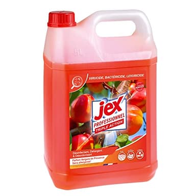 JEX Professionnel - Triple action - Nettoie, parfume et désinfecte - Multi usages - Contact alimentaire - Sans allergènes - Parfum Vergers de Provence - 5L - Fabrication française