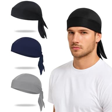 JEYORZY 3 Pièces Casquette Anti UV,Sport Bandana Homme Femme,Respirant Casquette de Cyclisme,Bandana Sous Casque Moto, Velo Pirate Randonnée Cyclisme Running,été Léger Confortable Respirant