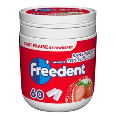 FREEDENT - Chewing-gum goût Fraise sans sucres - Boîte de 60 dragées - 84g