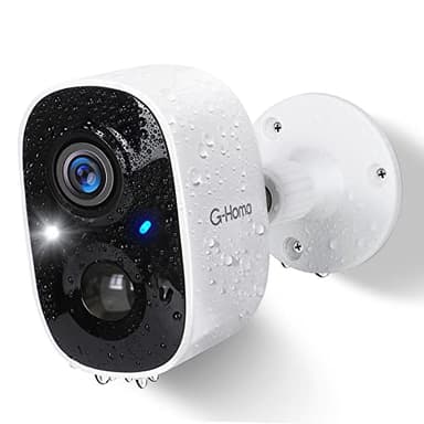G-Homa Caméra Surveillance WiFi Extérieure sans Fil Batterie, HD Intérieure IP avec Vision Nocturne Couleur, Détection de Mouvement PIR, Détection AI, Audio Bidirectionnel, Sirène, IP65 étanche
