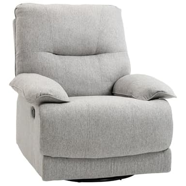 HOMCOM Fauteuil de Relaxation Fauteuil Relax de Salon en Tissu Aspect Lin inclinable manuellement avec Repose-Pied Ajustable Design Moderne Gris Clair