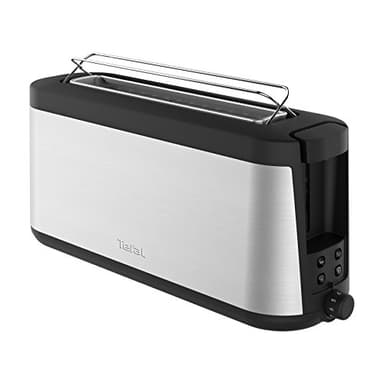 Tefal Grille-pain à fente longue Element TL4308 | 7 niveaux de brunissage | 1000 watts | Fixation intégrée pour rouleaux | Design élégant | Noir/acier inoxydable