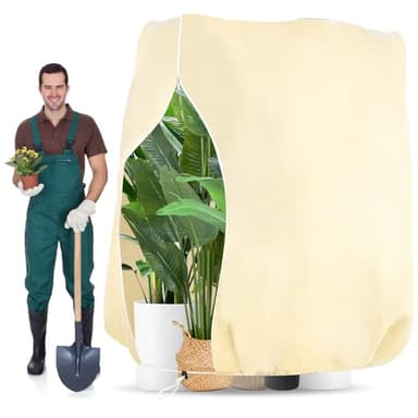 180x120cm 70g/m² Voile Hivernage Plante Exterieur, Indéchirable, Réutilisable Protection Hivernale pour Plantes avec Fermeture Éclair, Beige Housses de Protection pour Plantes pour Palmiers, Olivier