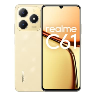 realme C61 Smartphone 6+128GB, Batterie Longue durée de 5 000 mAh, Moteur Boost IA, Puissant chipset à 8 cœurs, Design Ultra Fin de 7,74 mm, Charge Rapide de 45 W, Or, Pas d'adaptateur