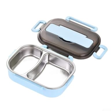 Rackumic Boîte à déjeuner isotherme pour garder les repas chauds ou frais, intérieur en acier inoxydable avec capacité de 1 l et deux compartiments, complète avec couverts pour un déjeuner pratique à