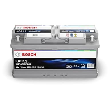 Bosch LA011 - Batterie à décharge lente et de démarrage - 105 Ah 950 A 12 V - Technologie AGM - adaptée aux usages nautiques et de loisirs (camping-car, caravaning, marine…)