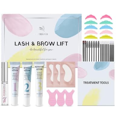 PERMANIA Kit Rehaussement de Cils, Kit de Permanente de Cils et Lamination de Sourcils, Sûrs et Efficaces Salon Résultats, Formule Douce | Débutants Amical, Durée Jusqu'à 4 Semaines