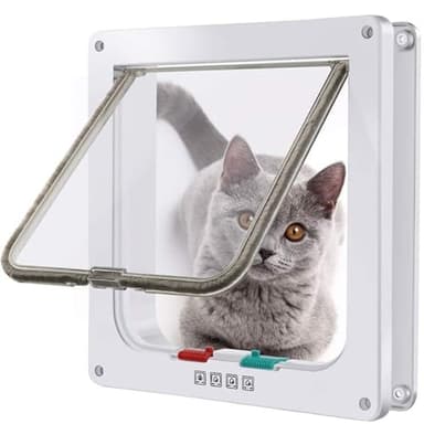 Générique Chatiere pour Chat Puce Electronique,Chatiere pour Chat,Chatière à Puce électronique avec Directions D'entrée et De Sortie Contrôlables,Chatière pour Petits Chats Et Chiens (Blanc, XL)