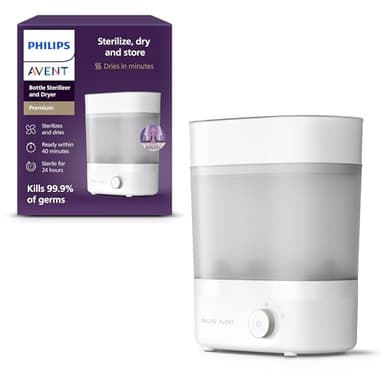Philips Avent Premium stérilisateur et sèche-biberon, élimine 99,9% des bactéries, sans produits chimiques, capacité de 6 biberons/tétines/accessoires, modèle SCF293/00