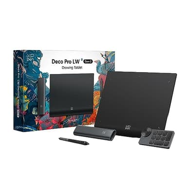 XP-PEN Deco Pro LW (Gen 2) Tablette Graphique, Tablette Graphique Dessin sans Écran Bluetooth 5.0, Stylet à 16K Niveaux de Pression, Compatible avec Windows Chrome OS macOS 10.10 Android 10.0 Linux