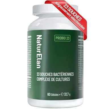 Probiotique Flore Intestinale - 23 Souches bactériennes, 200 milliards d'UFC/g, avec fibre d'acacia, 1 gélule par jour, contenant Lactobacillus & Bifidobactéries, Vegan, 60 gélules