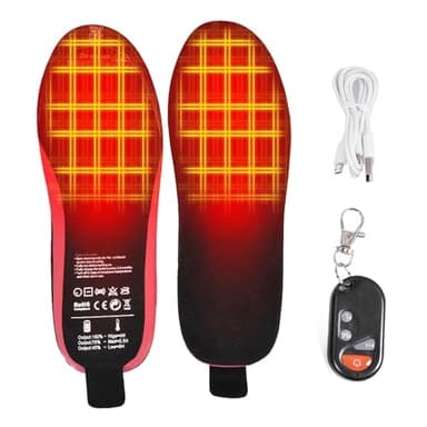 Semelles Intérieures Chauffantes USB,Télécommande Rechargeable Découpable Lavable,Extérieur Chasse Camping Ski Hiver Course (35-46)
