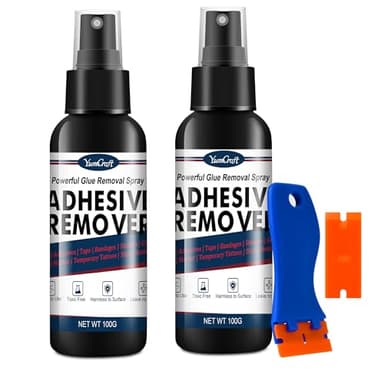 Dissolvant Colle Spray 200 ml avec Grattoir – Décapant Adhésif Extra Strong, Nettoyage Rapide Enlève Étiquettes, Autocollants & Résidus Adhésifs Tenaces pour Ruban Adhésif – Aucun Résidu