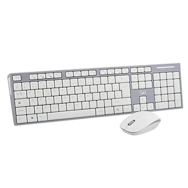 T’NB Clavier et Souris sans Fil Radiofréquence, Clavier AZERTY Français, Compact, Confortable Et Silencieux, Raccourcis Multimédia, Souris Haute Autonomie, Clics Silencieux, Windows/Linux – Blanc
