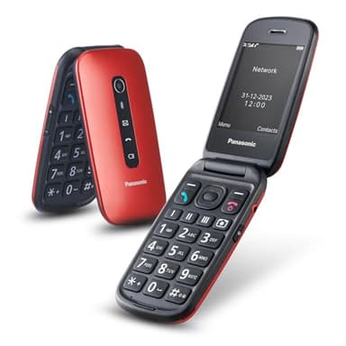 Panasonic KX-TU550EXR Téléphone Portable à Clapet 4G, Écran Large 2,8", Appareil Photo 1,2 MP, Autonomie 290h, Rouge