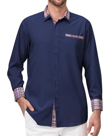 Zetieny Chemise pour Hommes à Manches Longues Casual Regular Fit Chemises Henley Shirt de Couleur Unie Classiques Boutonnées