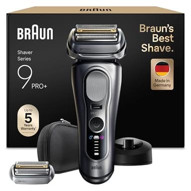 Braun Rasoir Electrique Homme Series 9+ PRO 9617PSI Argent, Etanche, Lames De Précision Ultra-Fines Et Tondeuse Pro Trimmer Pour Bien Raser La Barbe, Coffret Rasage Avec Etui De Voyage