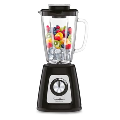 Moulinex Blender Blendforce, 800W, 2 Vitesses + Fonction Pulse, Capacité 1,75 L, Nettoyage facile, Mixage jusqu'à 3min en continu, Noir, LM42051