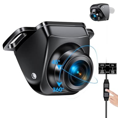 Caméra de Recul【3 Méthodes de Montage】 360° Rotative Camera de Recul Voiture Soutien AHD 1080P/720P/NTSC/PAL Modes Caméra de Vue Frontale/Recul Universelle DC 12V-24V pour Caravane Camping Car