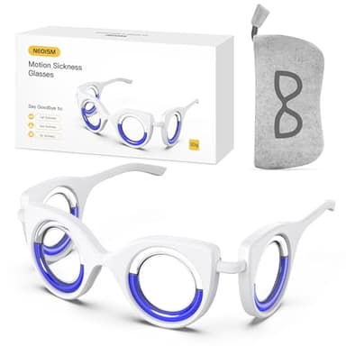 NEOISM Lunettes pour soulager le mal des transports, le mal de l'air, le mal de mer, petites lunettes portables pour soulager les nausées pour adultes ou enfants (sac noir clair)