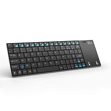 Rii Mini Clavier 2.4GHz Sans Fil AZERTY (version française) avec Grande Taille Touchpad pour Smart TV,HTPC,TV BOX,Raspberry PI, Mac OS,Linux,Android,Windows 2000 XP Vista 78,Sony Playstation 3