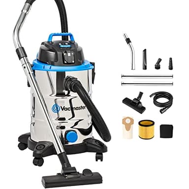 Vacmaster VQ1530SFDC Aspirateur Eau et Poussière, Fonction Soufflerie Aspirateur, Acier Inoxydable Industriel Aspirateur avec & sans Sac 1500W 30L