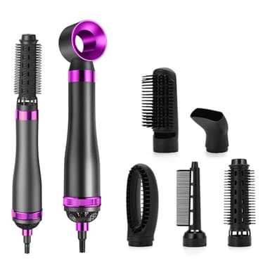Air Styler 6 en 1 Hair Styler,Brosse Soufflante Seche Cheveux,Brosse Coiffante Chauffante, Boucleur a Cheveux, Diffuseur, Température Vitesse du vent Réglable, pour Boucler, Lisser, Sécher