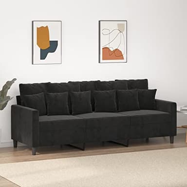 Générique Canapé à 3 Places Noir 180 cm Velours,Meubles, Canapés,359318