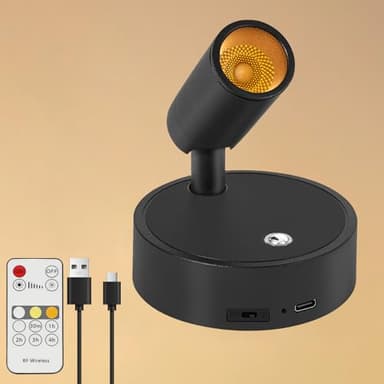 Dehobo Applique Murale Intérieure Rechargeable USB avec Commande Tactile et Télécommande - 3 Couleurs Dimmable Intensité Variable - Sans Fil Spot Murale LED avec Timer pour Chambre, Art Plantes,1 PCS