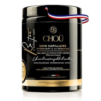 CHOÜ-BO-TOX Capillaire Professionnel-Masque ultra réparateur à la kératine naturelle- Cheveux Secs et Abimés -Lisse,Renfore,Hydrate et Répare,à l’acide hyaluronique-protéine de soie-Vitamine E 1000ML