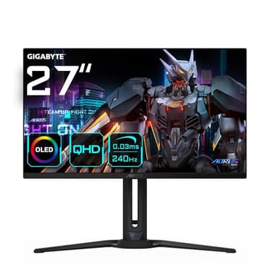 Gigabyte AORUS Écran de Jeu FO27Q2 OLED QHD 27" - 2560 x 1440, 240 Hz, 0,03 ms, KVM, 250 CD/m², FreeSync Premium Pro, DisplayHDR True Black 400, HDMI 2.1