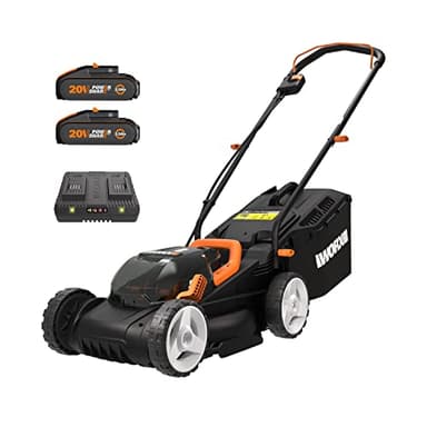 WORX 36V(40V Max) Tondeuse Gazon sans Fil WG779E, 2*20V/2.5Ah, Coupe Largeur: 34cm, Coupe Hauteur: 20-70mm, jusqu'à 280m², 30L Sac, Technologie IntelliCut avec 2A Double-Port Chargeur