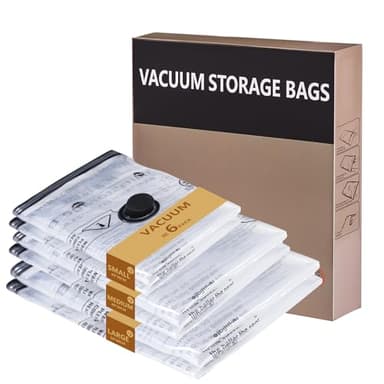 Sacs de Rangement Sous Vide 6 Pièces, Réutilisables Housses de Rangement Sous Vide (2 * 80x60cm, 2 * 50x40cm, 2 * 40x40cm), Vacuum Storage Bags pour Literie, Couettes, Couvertures et Voyage