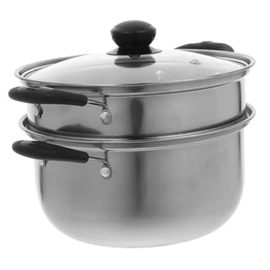 Ciieeo Couscoussier Inox Double Poignée Acier Inoxydable Épais avec Panier Vapeur Marmite Profonde Multifonction pour Cuisine Maison et Restaurant Cuisson Saine sans Accroche