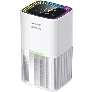 Deshumidificateur d Air 1,8 L, Déshumidificateur Electrique Silencieux Avec Dégivrage/Arrêt Automatique, LED Coloré, Minuterie, Écran LCD Tactile, 500 ml/Jour,Pour Bain, Chambre,Armoire