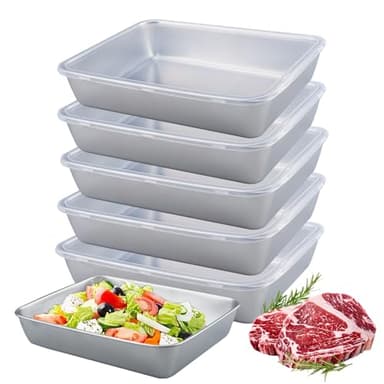 suaywo 6 Pièces Boîtes de Conservation Alimentaire en Acier Inoxydable 1700 ml Boite en Inox avec Couvercle Réutilisables Boite Alimentaire pour Fruits, Fromages, Salades, Confitures et Bonbons