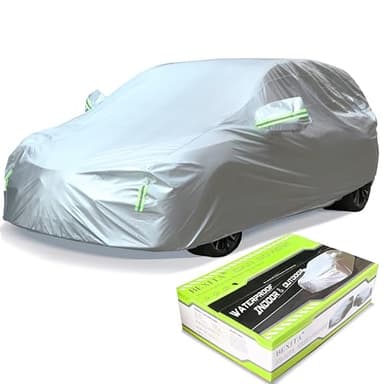 BEXITA Housse pour Auto Bâche Voiture Extérieur Housse Protection Étanche Universelle Bache Automobile Anti-Rayures Protection UV Durable pour Hayon (jusqu'à 430 cm)