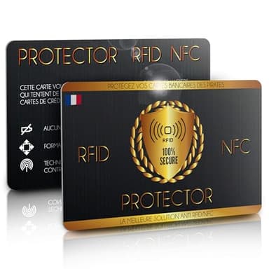Carte Anti-RFID NFC – Protection Bancaire sans Contact – Protège Carte Bleue Anti Piratage – Bloque Signaux NFC – Protège Passeport Biométrique, Badges et Transport – Carte de Sécurité Électronique