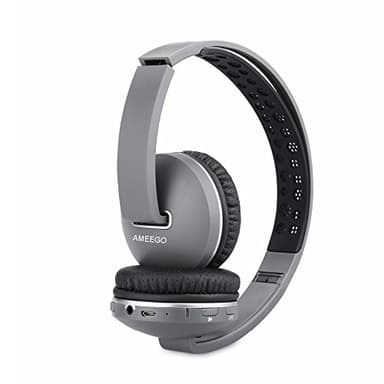 ameego Bluetooth Over Ear Stereo Foldable Headphones, Wireless and Wired Mode Headsets with Soft Memory-Protein Earmuffs, Built-in Mic for Mobile Phone Tablets iPod iPad MP3 TV PC Laptop (Black)
