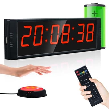 Ousmile Timer Sport avec Bouton Marche/Arrêt, Minuteur et Chronomètre Digital Portable, Horloge Murale Numérique avec Télécommande, Intervall Timer, 12/24H Horloge pour Fitness, Workout, Home Gym