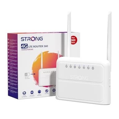 STRONG Routeur 4G, Réseau LTE Cat4, Wi-FI N300 Mbps, Box 4G avec Ports WAN/LAN 100 Mbps, Antennes externes Fixes, Compatible avec Toutes Les Cartes SIM, Plug & Play, Réseau sécurisé (4GROUTER360)
